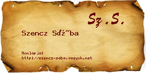 Szencz Sába névjegykártya